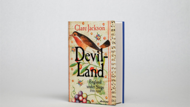 Devil-Land by Clare Jackson - a hardback book with an illustration of a robin on the front