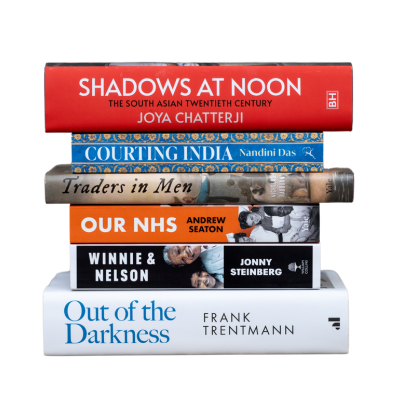 The Wolfson History Prize 2024 shortlisted books stacked on top of each other. The Wolfson History Prize 2024 shortlisted books stacked on top of each other.