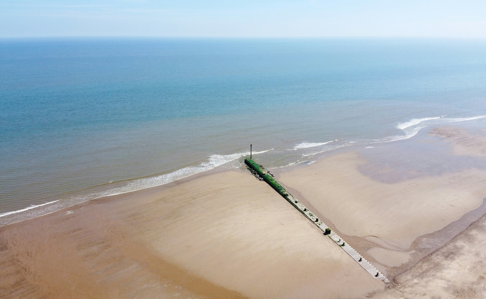 An aerial shot of Mablethorpe beach in Lincolnshire.