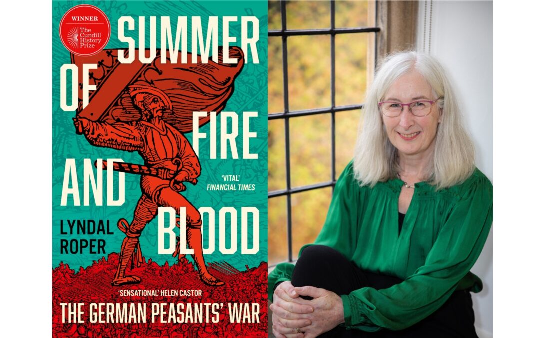 'Summer of Fire and Blood' book cover; portrait of Lyndal Roper (c) Isha Photography.
